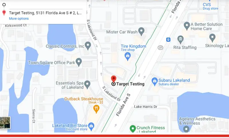 Map of Target Testing at 5131 S. Florida Avenue, Lakeland, Florida